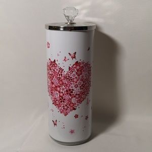 New without Tags Glass Bottle for Sterilizing Hair Salon Combs Pink Heart Flower